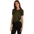 LAUREN Ralph Lauren Ocelot-Print Cotton-Blend Short Sleeve Sweater