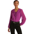 LAUREN Ralph Lauren Petite Crinkle Georgette Blouse