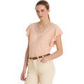 LAUREN Ralph Lauren Petite Linen-Blend Jersey Flutter-Sleeve Tee