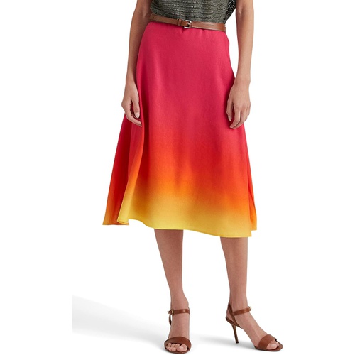 폴로 랄프로렌 LAUREN Ralph Lauren Petite Ombre Linen-Blend Midi Skirt