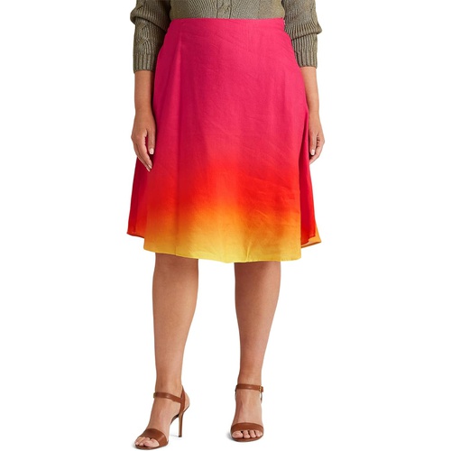 폴로 랄프로렌 LAUREN Ralph Lauren Plus Size Ombre Linen-Blend Midi Skirt