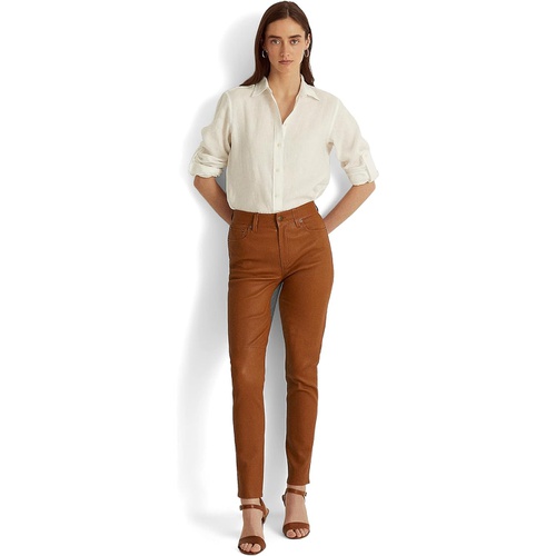 폴로 랄프로렌 LAUREN Ralph Lauren Nappa Leather High-Rise Skinny Ankle Pants