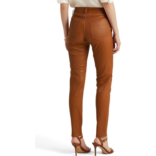 폴로 랄프로렌 LAUREN Ralph Lauren Nappa Leather High-Rise Skinny Ankle Pants