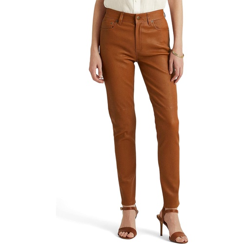 폴로 랄프로렌 LAUREN Ralph Lauren Nappa Leather High-Rise Skinny Ankle Pants