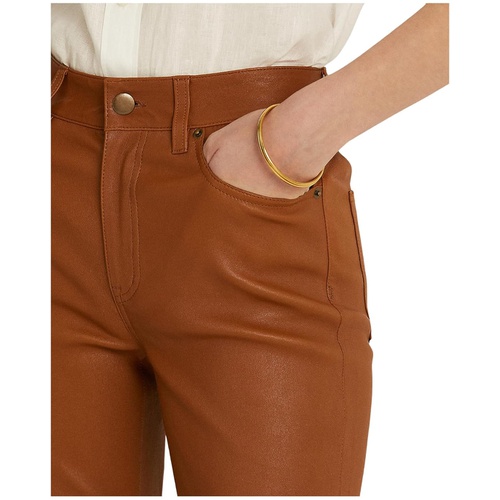 폴로 랄프로렌 LAUREN Ralph Lauren Nappa Leather High-Rise Skinny Ankle Pants