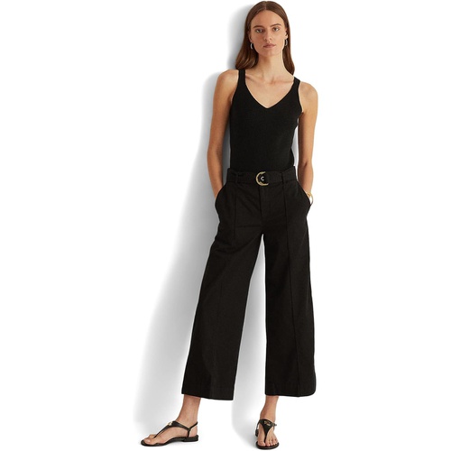 폴로 랄프로렌 LAUREN Ralph Lauren Micro-Sanded Twill Belted Wide-Leg Pants