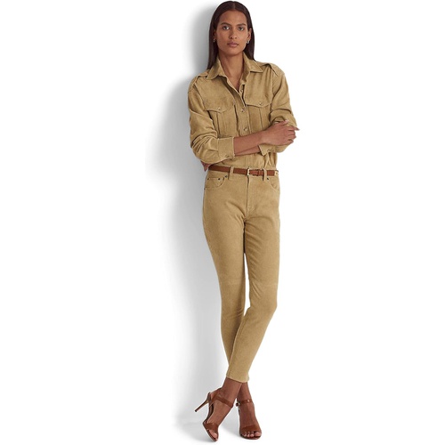 폴로 랄프로렌 LAUREN Ralph Lauren Suede High-Rise Skinny Ankle Pants