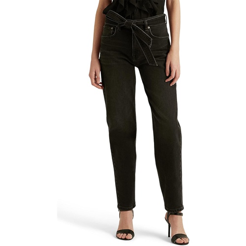 폴로 랄프로렌 LAUREN Ralph Lauren Belted High-Rise Round Tapered Jeans in Empire Black Wash