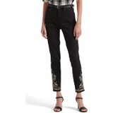 LAUREN Ralph Lauren Embroidered High-Rise Skinny Ankle Jeans in Black Wash