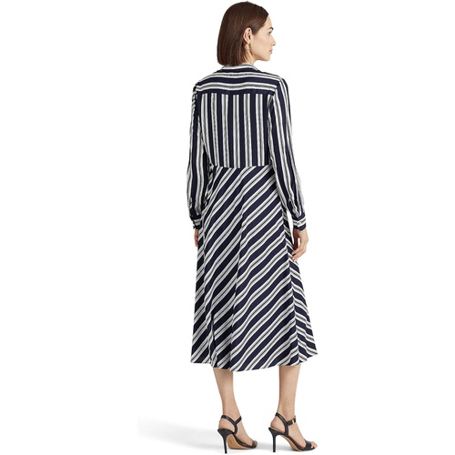 폴로 랄프로렌 LAUREN Ralph Lauren Petite Striped Tie Front Crepe Midi Dress