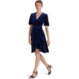 LAUREN Ralph Lauren Belted Velvet Puff-Sleeve Dress