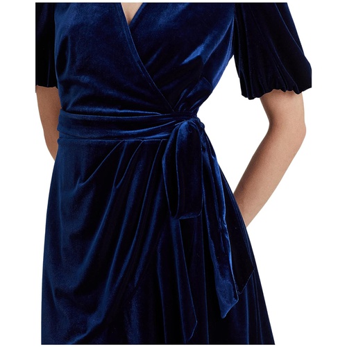 폴로 랄프로렌 LAUREN Ralph Lauren Belted Velvet Puff-Sleeve Dress