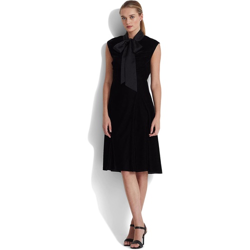 폴로 랄프로렌 LAUREN Ralph Lauren Tie Neck Velvet Drop-Waist Dress