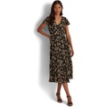 LAUREN Ralph Lauren Floral Crinkle Georgette Surplice Dress