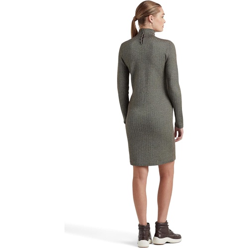 폴로 랄프로렌 LAUREN Ralph Lauren Petite Faux Leather Trim Merino Wool Sweaterdress