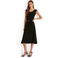 LAUREN Ralph Lauren Belted Jersey Cap-Sleeve Dress