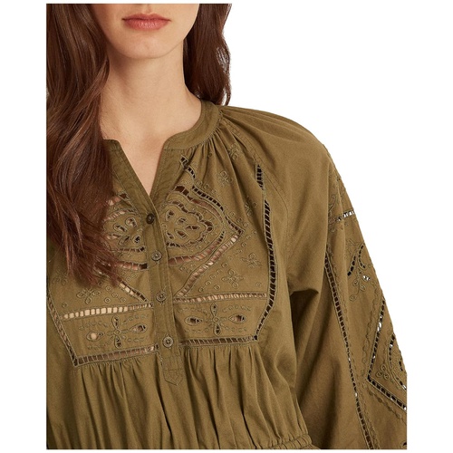 폴로 랄프로렌 LAUREN Ralph Lauren Embroidered Cotton Broadcloth Dress