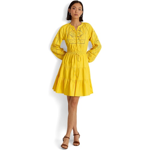 폴로 랄프로렌 LAUREN Ralph Lauren Embroidered Cotton Broadcloth Dress