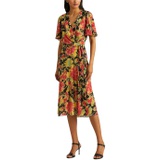 LAUREN Ralph Lauren Floral Crinkle Georgette Midi Dress