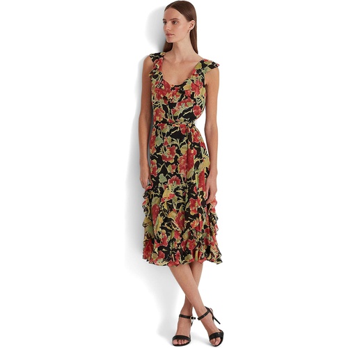 폴로 랄프로렌 LAUREN Ralph Lauren Petite Floral Crinkle Georgette Dress