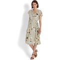 LAUREN Ralph Lauren Striped Floral Crinkle Georgette Dress