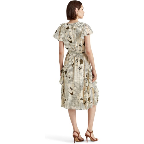 폴로 랄프로렌 LAUREN Ralph Lauren Striped Floral Crinkle Georgette Dress