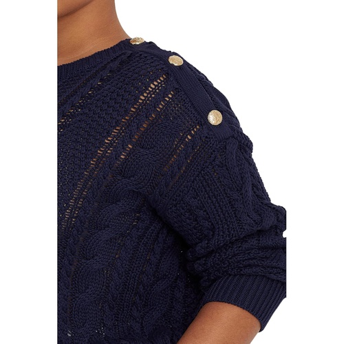 폴로 랄프로렌 LAUREN Ralph Lauren Plus Size Aran-Knit Cotton Sweater