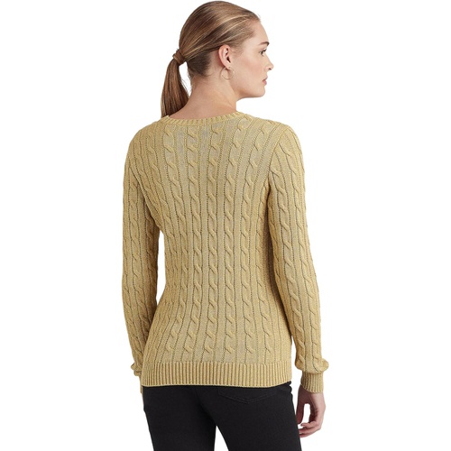 폴로 랄프로렌 LAUREN Ralph Lauren Petite Metallic Button-Trim Cable-Knit Sweater