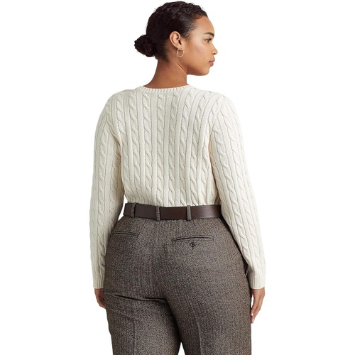 폴로 랄프로렌 LAUREN Ralph Lauren Plus Size Button-Trim Cable-Knit Sweater