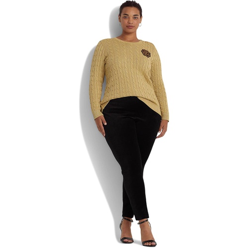 폴로 랄프로렌 LAUREN Ralph Lauren Plus Size Metallic Button-Trim Cable-Knit Sweater