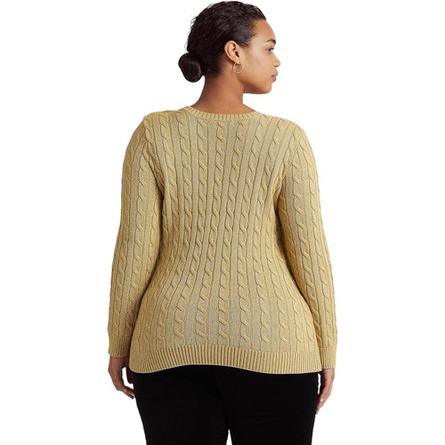 폴로 랄프로렌 LAUREN Ralph Lauren Plus Size Metallic Button-Trim Cable-Knit Sweater