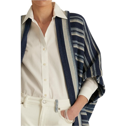 폴로 랄프로렌 LAUREN Ralph Lauren Petite Striped Cotton Fringe-Trim Cardigan