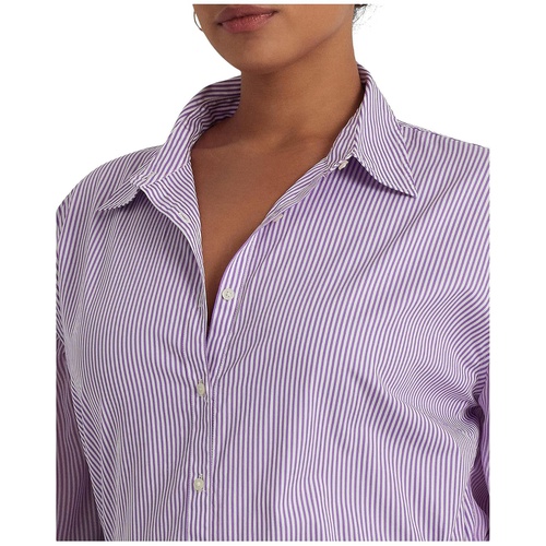 폴로 랄프로렌 LAUREN Ralph Lauren Plus Size Striped Broadcloth Shirt