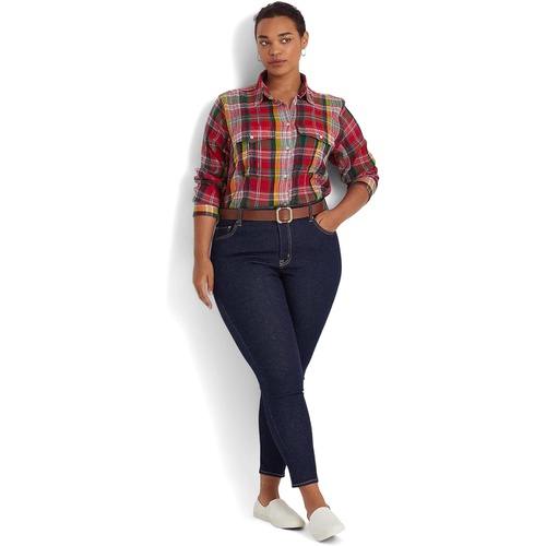 폴로 랄프로렌 LAUREN Ralph Lauren Plus Size Plaid Crinkle Cotton Shirt