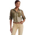 LAUREN Ralph Lauren Petite Cotton Mesh Long Sleeve Shirt