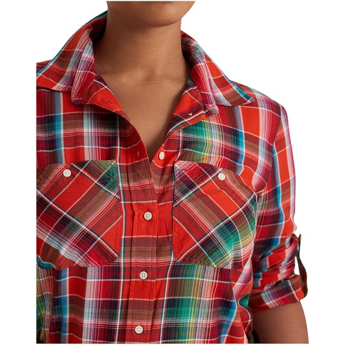 폴로 랄프로렌 LAUREN Ralph Lauren Plus Size Cotton Madras Shirt