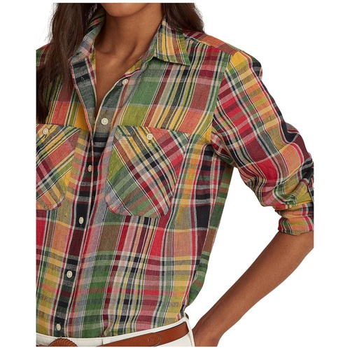 폴로 랄프로렌 LAUREN Ralph Lauren Plaid Linen Shirt