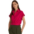 LAUREN Ralph Lauren Petite Twist Front Cotton Broadcloth Shirt