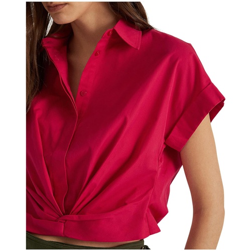 폴로 랄프로렌 LAUREN Ralph Lauren Petite Twist Front Cotton Broadcloth Shirt