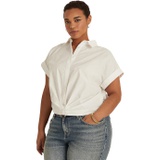 LAUREN Ralph Lauren Plus Size Twist Front Cotton Broadcloth Shirt