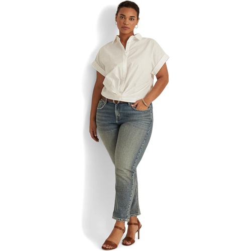 폴로 랄프로렌 LAUREN Ralph Lauren Plus Size Twist Front Cotton Broadcloth Shirt