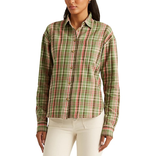 폴로 랄프로렌 LAUREN Ralph Lauren Petite Plaid Cotton Twill Shirt