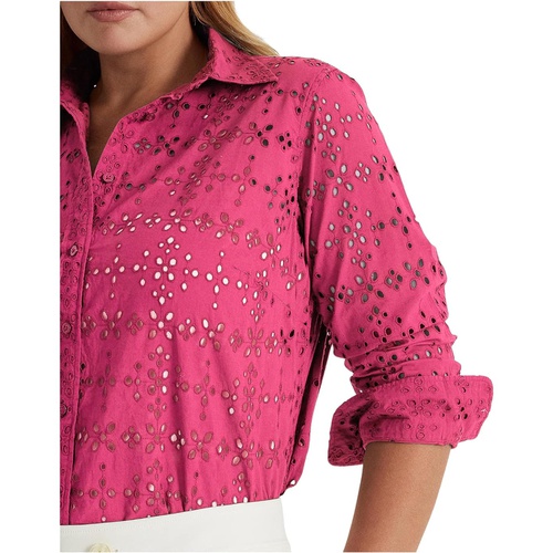 폴로 랄프로렌 LAUREN Ralph Lauren Plus Size Eyelet Cotton Shirt