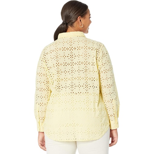 폴로 랄프로렌 LAUREN Ralph Lauren Plus Size Eyelet Cotton Shirt