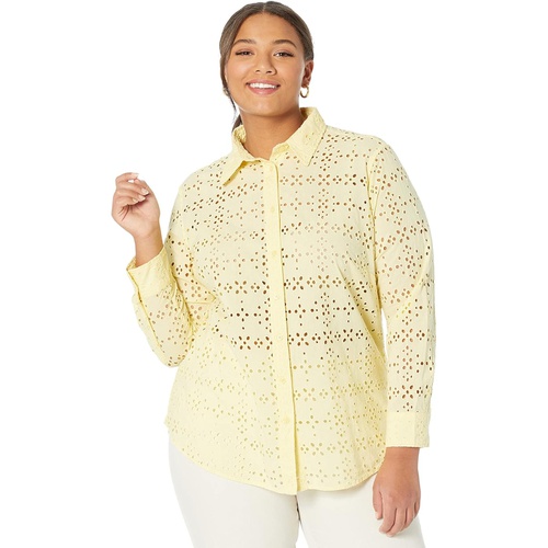 폴로 랄프로렌 LAUREN Ralph Lauren Plus Size Eyelet Cotton Shirt