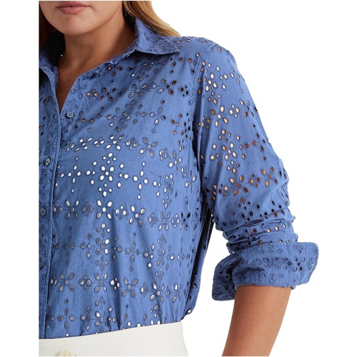 폴로 랄프로렌 LAUREN Ralph Lauren Plus Size Eyelet Cotton Shirt