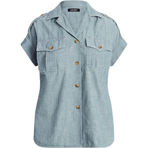 폴로 랄프로렌 LAUREN Ralph Lauren Petite Short Sleeve Chambray Shirt