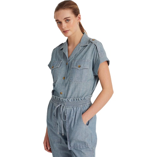 폴로 랄프로렌 LAUREN Ralph Lauren Petite Short Sleeve Chambray Shirt