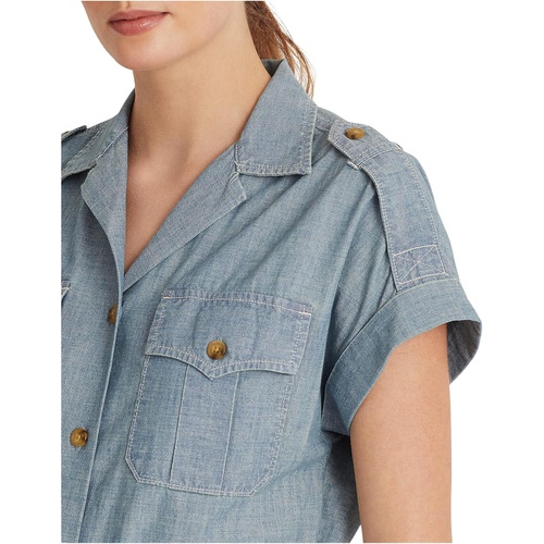 폴로 랄프로렌 LAUREN Ralph Lauren Petite Short Sleeve Chambray Shirt