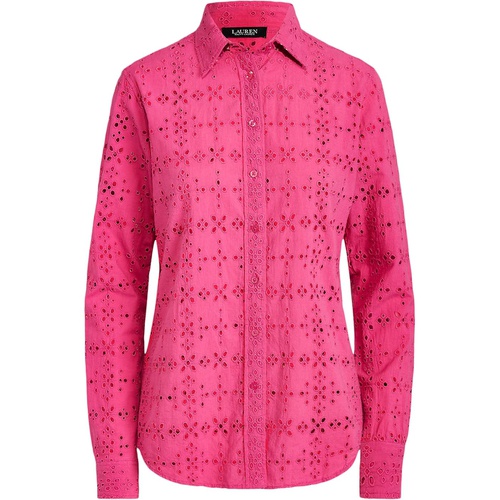 폴로 랄프로렌 LAUREN Ralph Lauren Petite Eyelet Cotton Shirt